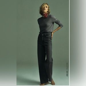 NWT Zara wide leg jean - denim wash black